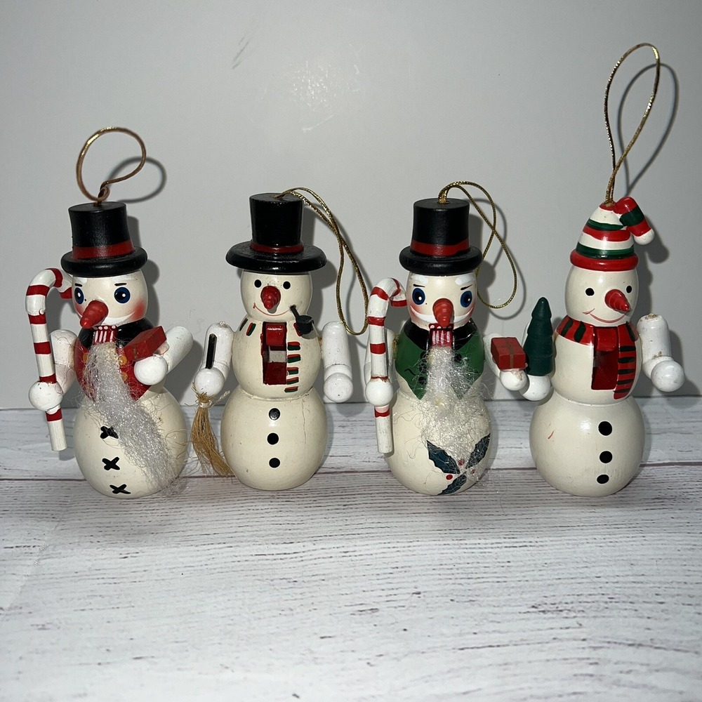 Nutcracker Wooden Snowman Christmas Ornaments Set Of 4 - Made In China